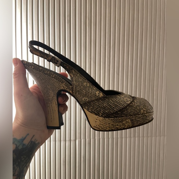 Prada Shoes - Vintage Prada 2000 Snake Peeptoe Platform, 39.5/9